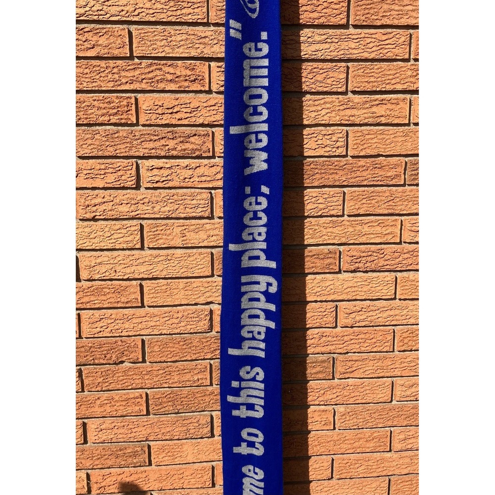 Walt Disney World 74in Happy Place scarf‎ Blue/Gray Walt/Mickey Silhouette Quote